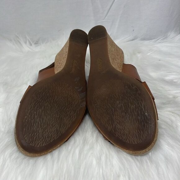 Clarks Collection Lafley Tan Wedge Cork Sandals Sz 8 - Picture 7 of 7